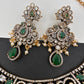 AD Victorian Dual Tone Color Stone Neckline Necklace - Green