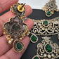 AD Victorian Dual Tone Color Stone Neckline Necklace - Green