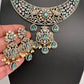 AD Victorian Dual Tone Color Stone Neckline Necklace - LightGreen