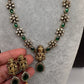 AD Victorian Goddess lakshmi Dainty  Color Stone Necklace - Green