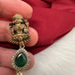 AD Victorian Goddess lakshmi Dainty  Color Stone Necklace - Green