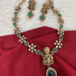 AD Victorian Goddess lakshmi Dainty  Color Stone Necklace - Green