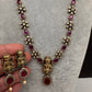 AD Victorian Goddess lakshmi Dainty  Color Stone Necklace - Red