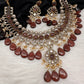 Moissanite Color Stone Neckline Necklace - Brown
