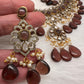 Moissanite Color Stone Neckline Necklace - Brown