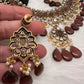 Moissanite Color Stone Neckline Necklace - Brown