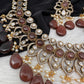 Moissanite Color Stone Neckline Necklace - Brown