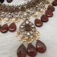 Moissanite Color Stone Neckline Necklace - Brown
