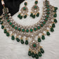 Moissanite Color Stone Neckline Necklace - Green