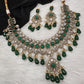 Moissanite Color Stone Neckline Necklace - Green