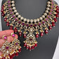Moissanite Color Stone Neckline Necklace - Red