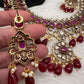 Moissanite Color Stone Neckline Necklace - Red
