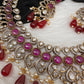 Moissanite Color Stone Neckline Necklace - Red