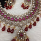 Moissanite Color Stone Neckline Necklace - Red