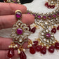 Moissanite Color Stone Neckline Necklace - Red