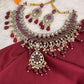 Moissanite Color Stone Neckline Necklace - Red