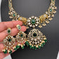 Moissanite Elephant Design Color Stone Short Necklace - Green