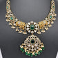 Moissanite Elephant Design Color Stone Short Necklace - Green