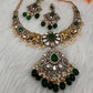 Moissanite Elephant Design Color Stone Short Necklace - Green
