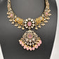 Moissanite Elephant Design Color Stone Short Necklace - Pink