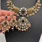 Moissanite Elephant Design Color Stone Short Necklace - Purple