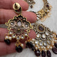 Moissanite Elephant Design Color Stone Short Necklace - Purple