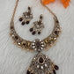 Moissanite Elephant Design Color Stone Short Necklace - Purple