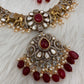 Moissanite Elephant Design Color Stone Short Necklace - Red