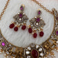 Moissanite Elephant Design Color Stone Short Necklace - Red