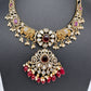 Moissanite Elephant Design Color Stone Short Necklace - Red