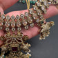 Polki Victorian green Beads Short Necklace