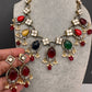 Moissanite Color Stone Short Necklace - Coral
