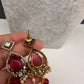 Moissanite Color Stone Short Necklace - Coral
