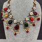 Moissanite Color Stone Short Necklace - Coral