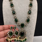 AD Doublet Color Stone Necklace in Mehendi Polish - Green
