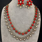 Victorian Double Layer Color Stone Moissnite  Necklace - Coral