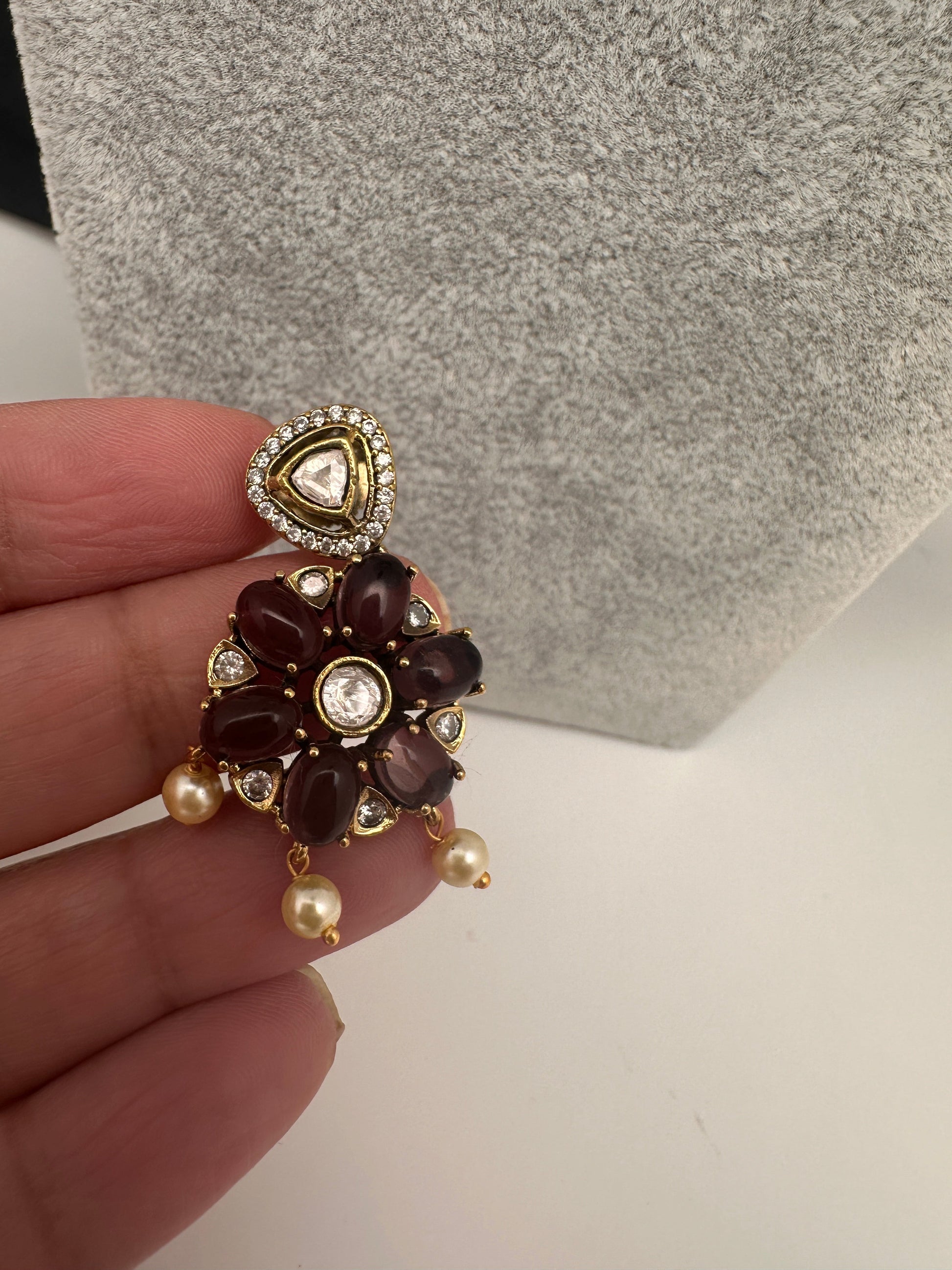 Victorian Double Layer Color Stone Moissnite  Necklace - Purple