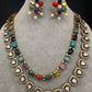 Victorian Double Layer Color Stone Moissnite  Necklace - Red