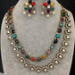 Victorian Double Layer Color Stone Moissnite  Necklace - Red