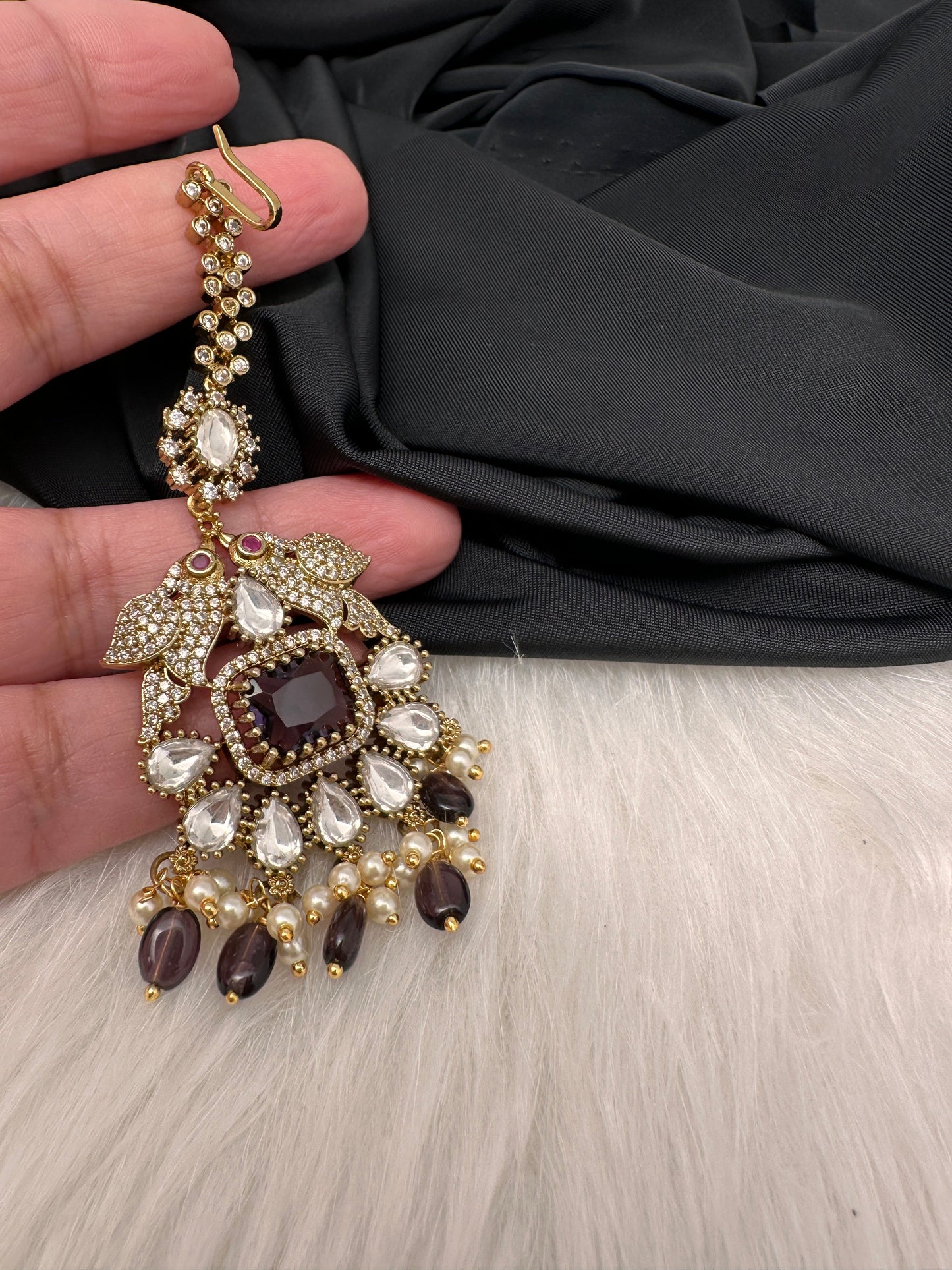 Victorian CZ Amethyst Purple Stone Combo Necklace