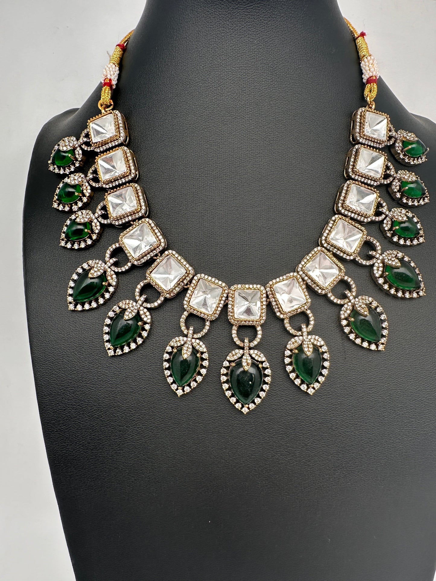 Victorian Moissanite Green Neckline Necklace