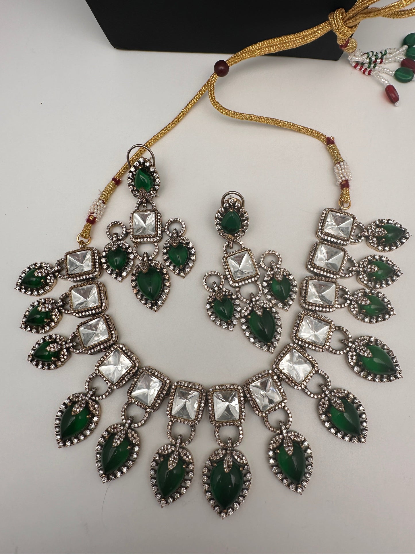 Victorian Moissanite Green Neckline Necklace