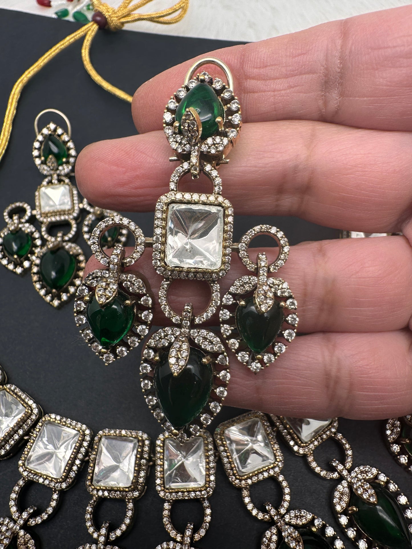 Victorian Moissanite Green Neckline Necklace