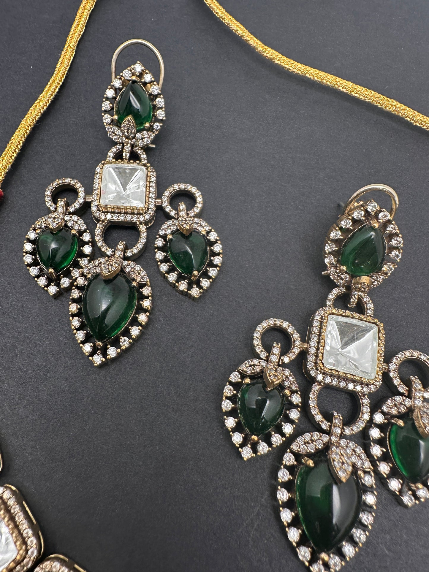 Victorian Moissanite Green Neckline Necklace