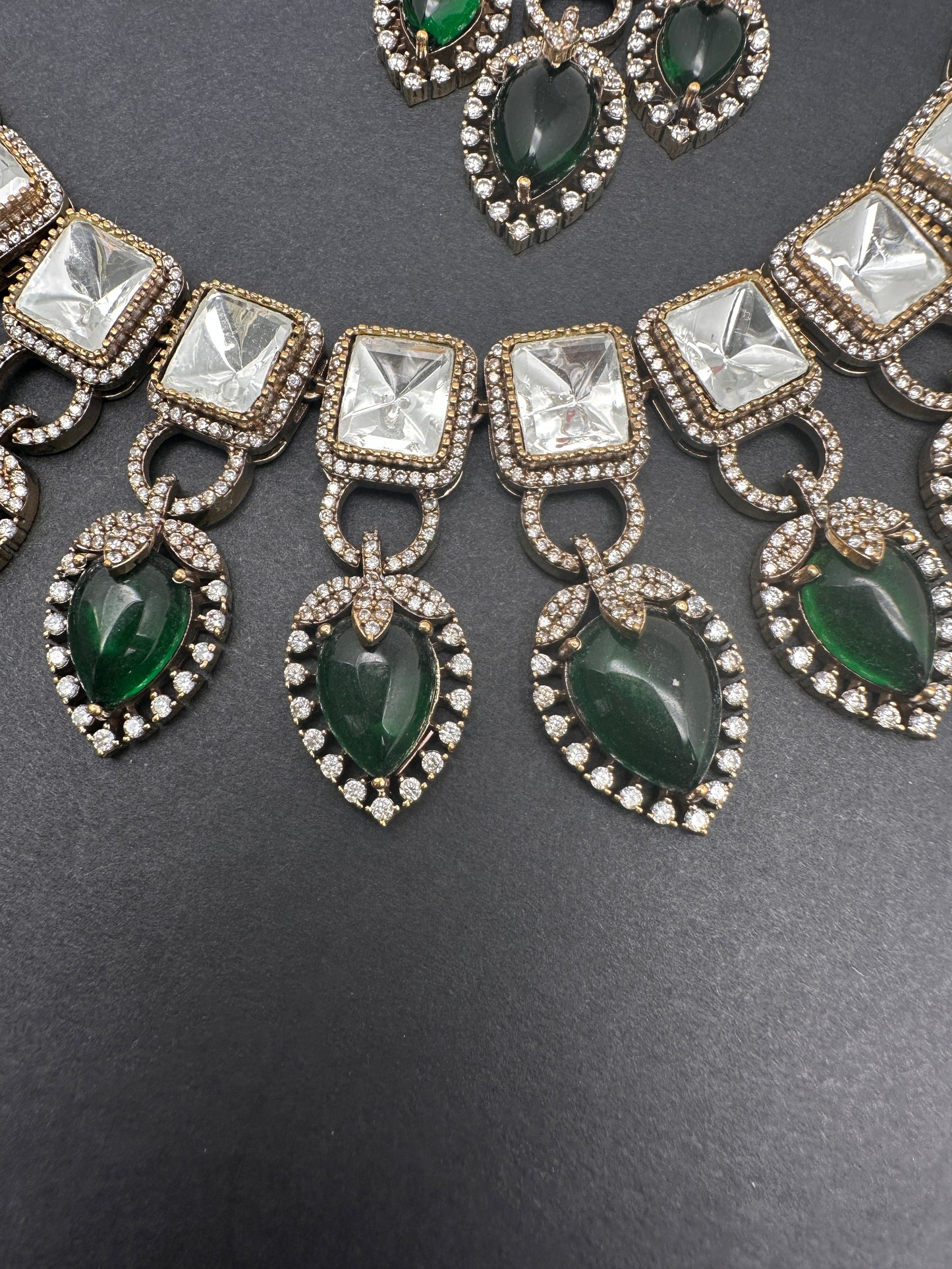 Victorian Moissanite Green Neckline Necklace