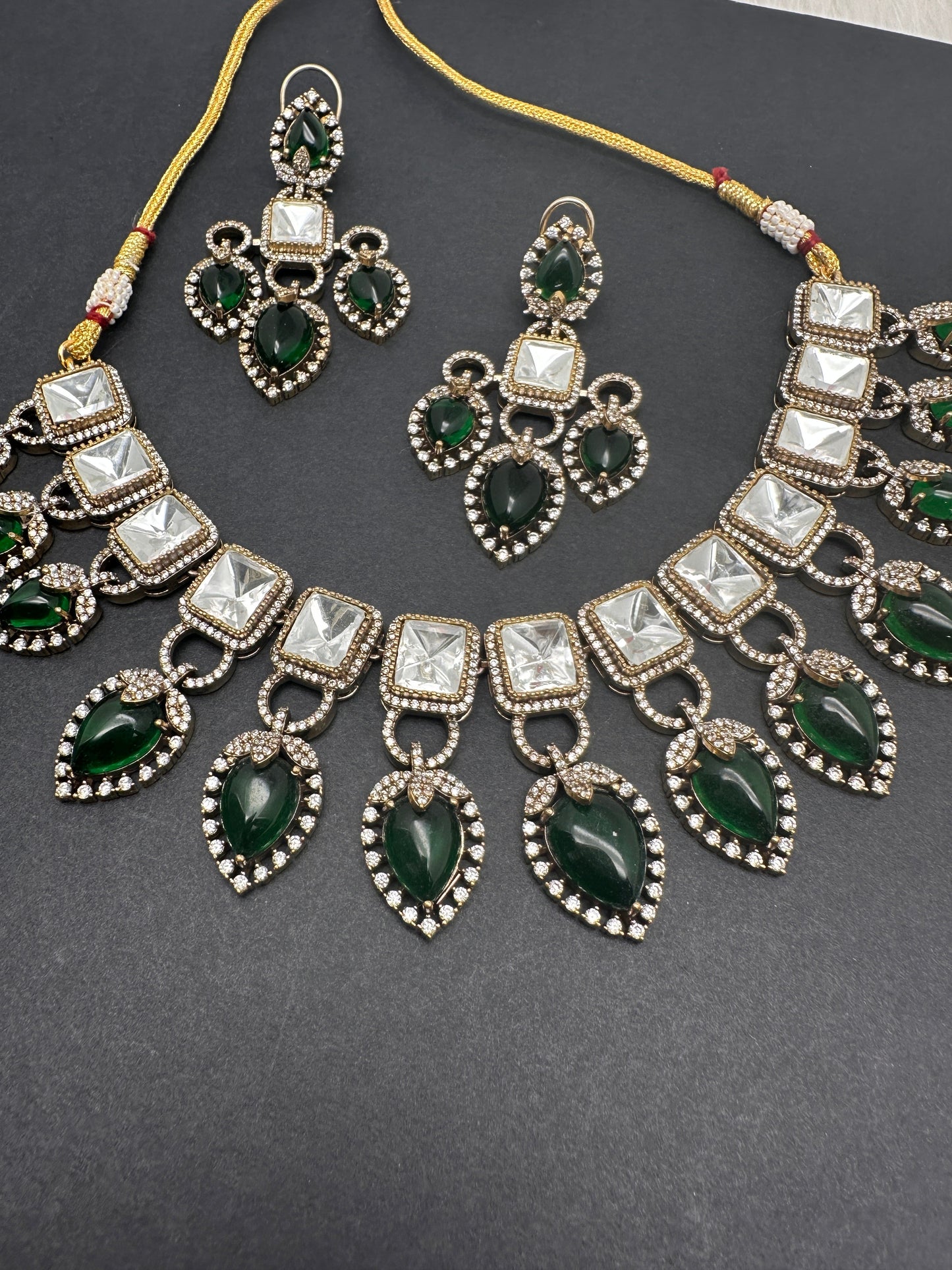 Victorian Moissanite Green Neckline Necklace