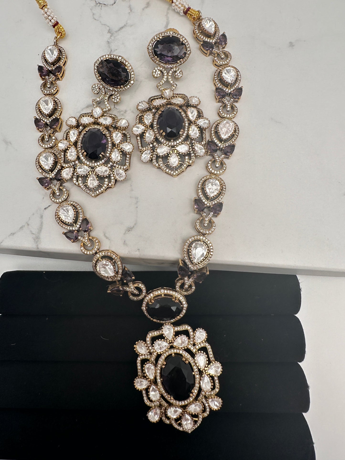 Victorian Moissanite Purple Moissanite Short Necklace