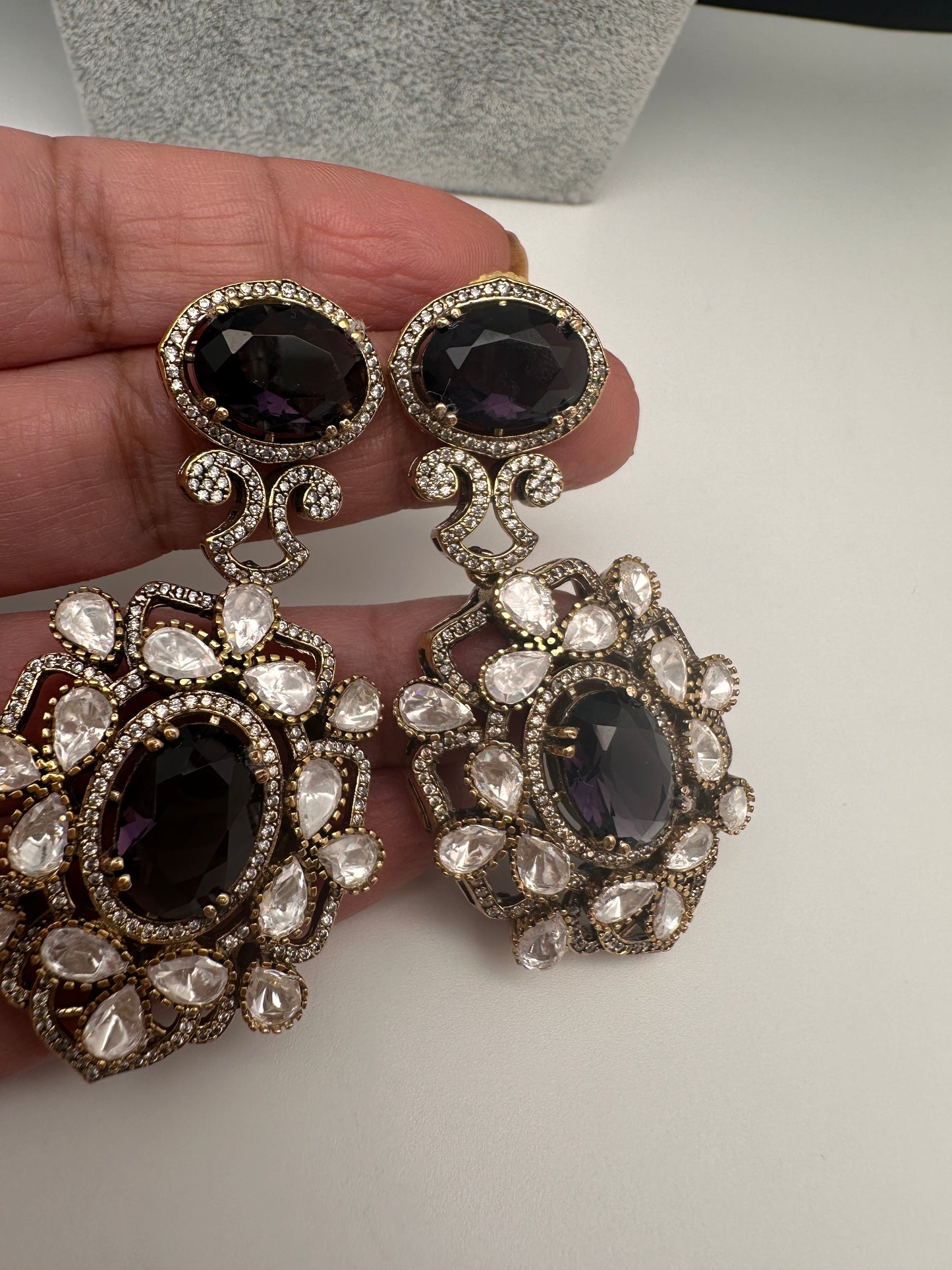 Victorian Moissanite Purple Moissanite Short Necklace