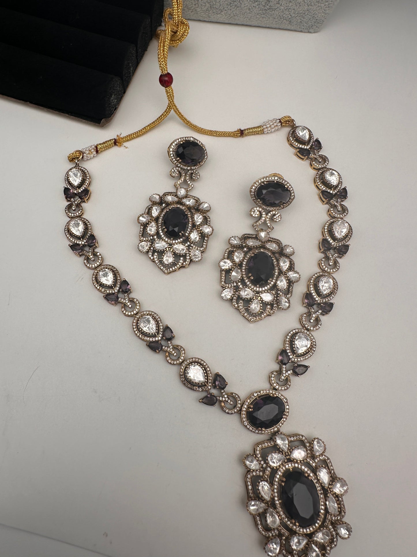 Victorian Moissanite Purple Moissanite Short Necklace