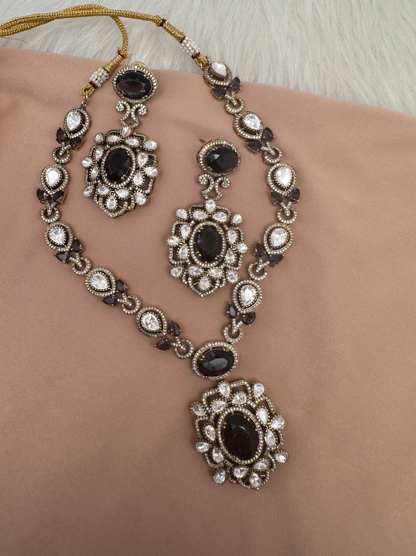 Victorian Moissanite Purple Moissanite Short Necklace